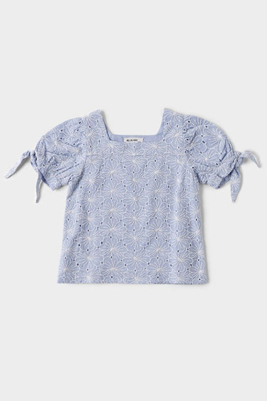 Girls Top With Perforated Embroidery