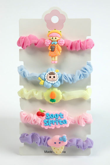 طقم من 5 رباطات شعر قماشية بتعليقات مرحة