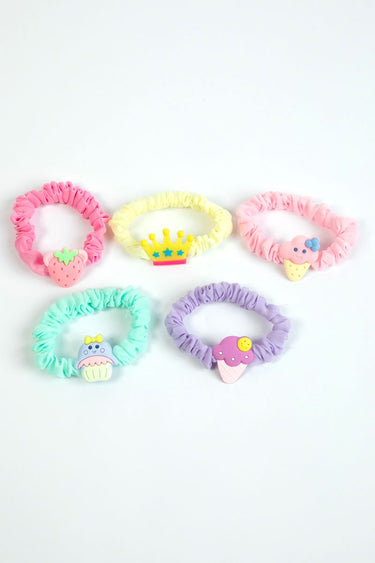 طقم من 5 رباطات شعر قماشية بتعليقات مرحة