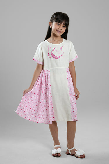 فستان بناتي كاجوال بطباعة بسيطة