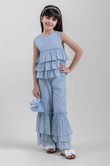 بنطلون بنات بحافة طبقات مكشكشة