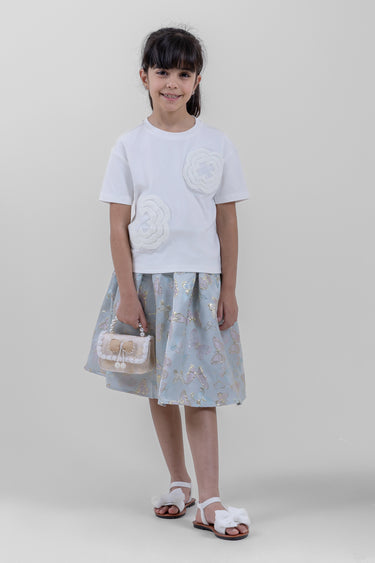 تنورة بنات بقصة واسعة ونقشة