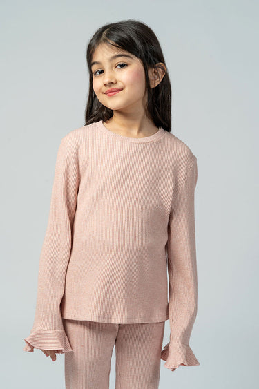 بلوزة أطفال مضلعة بأكمام طويلة