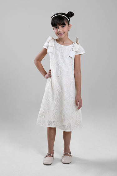 Lace Dress with Bow Shoulder Details