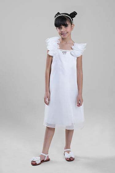 Layered Dress with Ruffle Shoulders