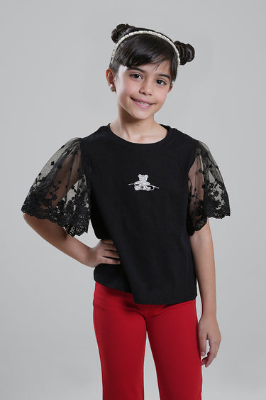 Top with Lace Sleeves and Embellish