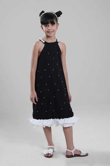 Sleeveless Dress with Pearl Detail