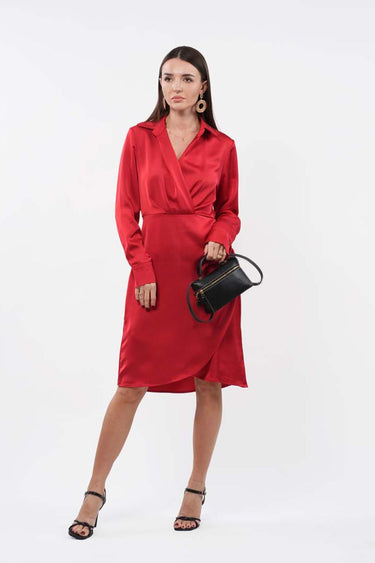 Solid Colored Women Wrap Dress